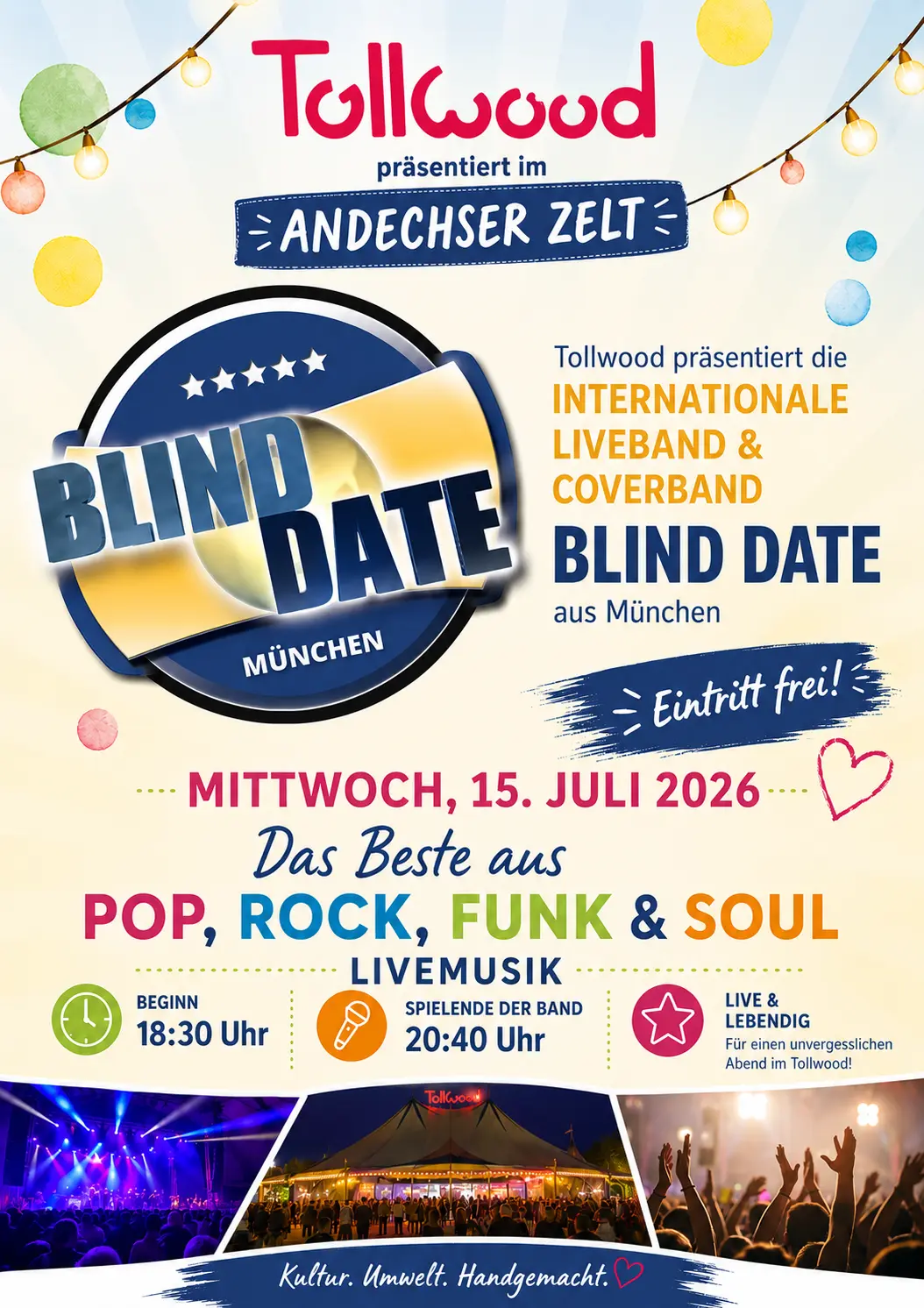 flyer blind date tollwood andechser zelt 15.07.2026